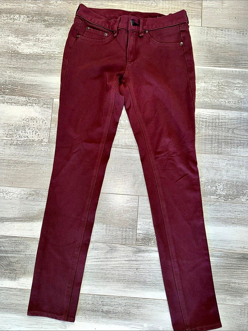 rag & bone Brandy Ponte Pants Skinny Jeans Burgundy Waist 25
